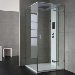Parní box EAGO DZ108F15 bílá lesklá verze 90x90cm / pravá bez vaničky