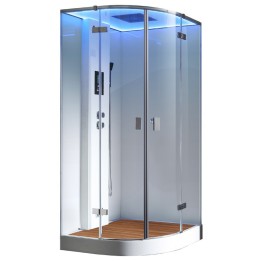 Parní box se zadní stěnou LE249D15 bílý 100x100cm / s vaničkou