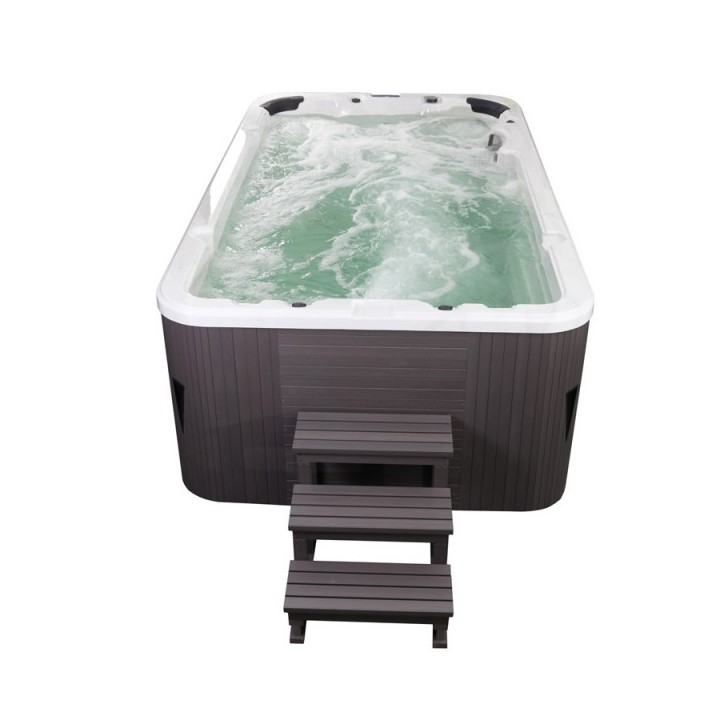 SWIM SPA - Venkovní vířivý bazének s protiproudem Sterling silver/šedý kabinet 400x230x135 cm