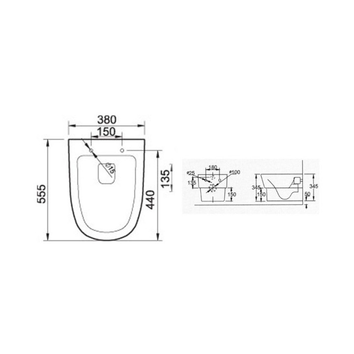 Závěsné WC - toaleta - záchod EAGO WD332P 55,5x38x35,5cm 