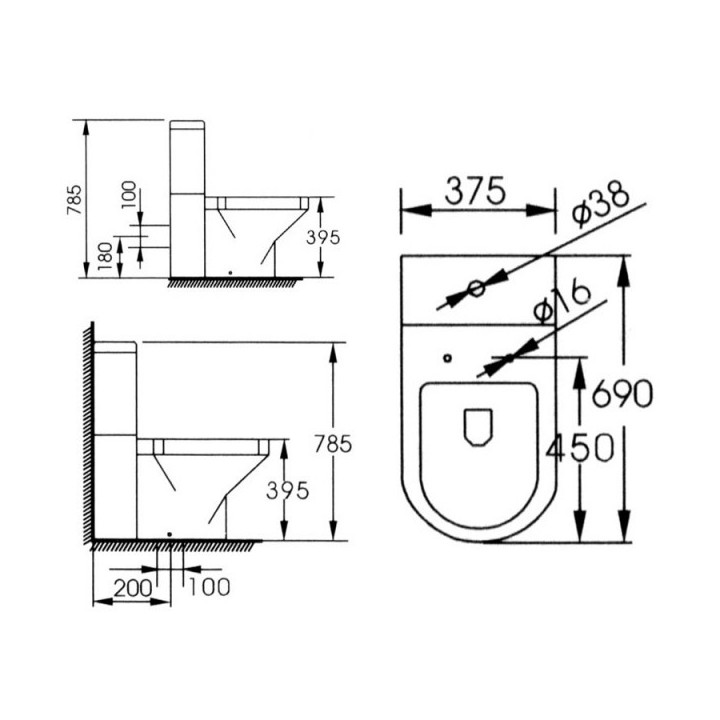 WC - toaleta - záchod s splachovací nádržkou EAGO WA101SP 69x37,5x78,5cm
